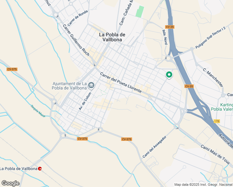 map of restaurants, bars, coffee shops, grocery stores, and more near 2 Calle Antonio Vivaldi in La Pobla de Vallbona