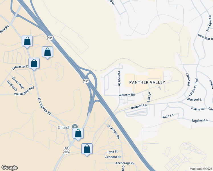 map of restaurants, bars, coffee shops, grocery stores, and more near 5875 Kearney Drive in Reno