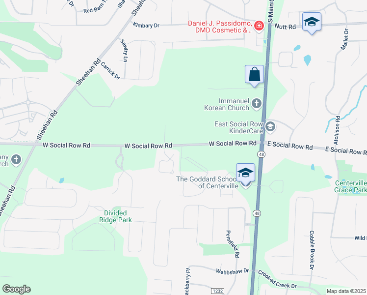 map of restaurants, bars, coffee shops, grocery stores, and more near 250 West Social Row Road in Montgomery County
