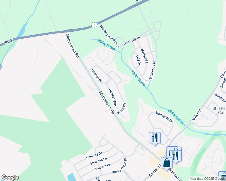 map of restaurants, bars, coffee shops, grocery stores, and more near 5 Harvest Way in Ocean County
