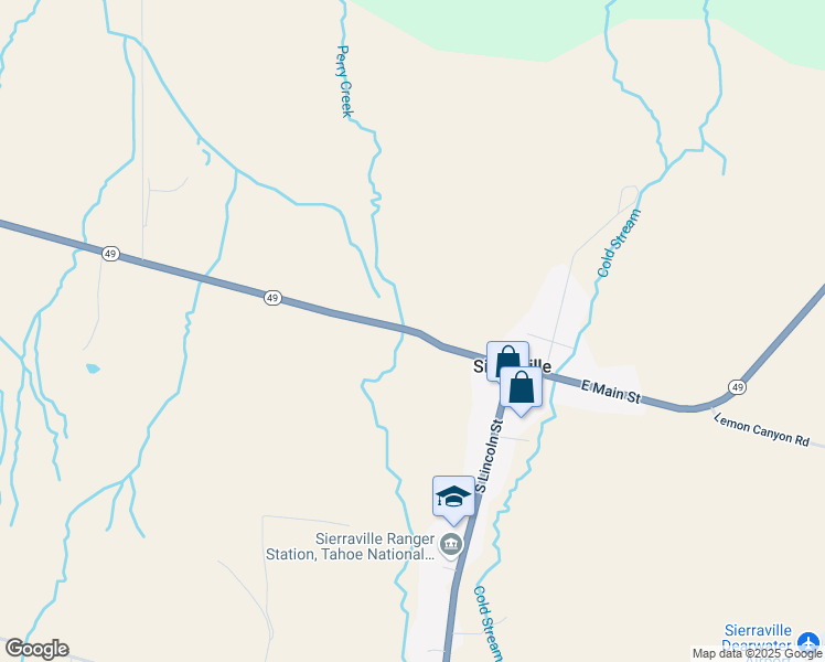map of restaurants, bars, coffee shops, grocery stores, and more near 101-307 Golden Chain Highway in Sierraville