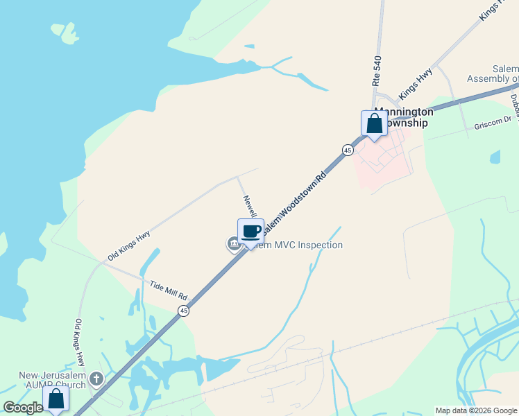 map of restaurants, bars, coffee shops, grocery stores, and more near 25 Newell Road in Mannington Township