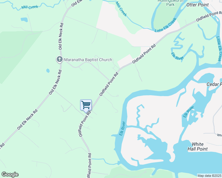 map of restaurants, bars, coffee shops, grocery stores, and more near 2324 Oldfield Point Road in Elkton