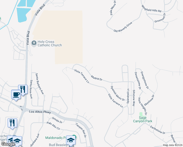 map of restaurants, bars, coffee shops, grocery stores, and more near 2168 Madrid Drive in Sparks