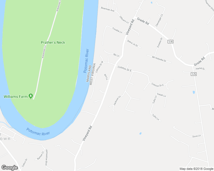 map of restaurants, bars, coffee shops, grocery stores, and more near 2417 Vineyard Road in Falling Waters