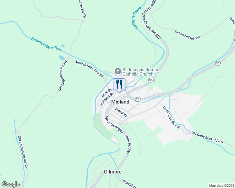 map of restaurants, bars, coffee shops, grocery stores, and more near 14807 Main Street in Midland