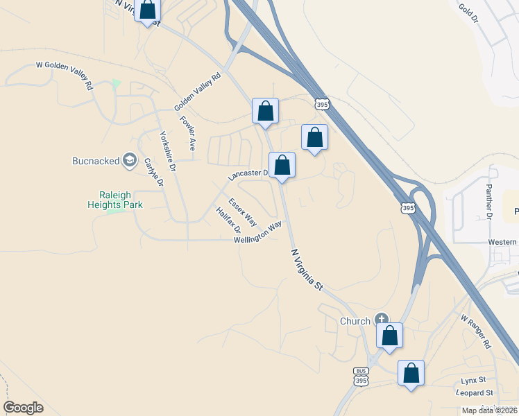 map of restaurants, bars, coffee shops, grocery stores, and more near 7550 Diamond Pointe Way in Reno