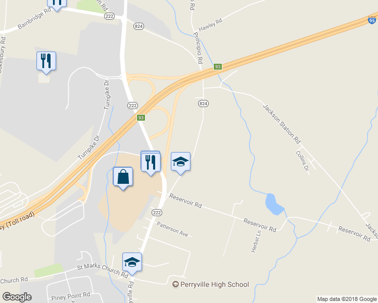 map of restaurants, bars, coffee shops, grocery stores, and more near 99 Blythedale Road in Perryville