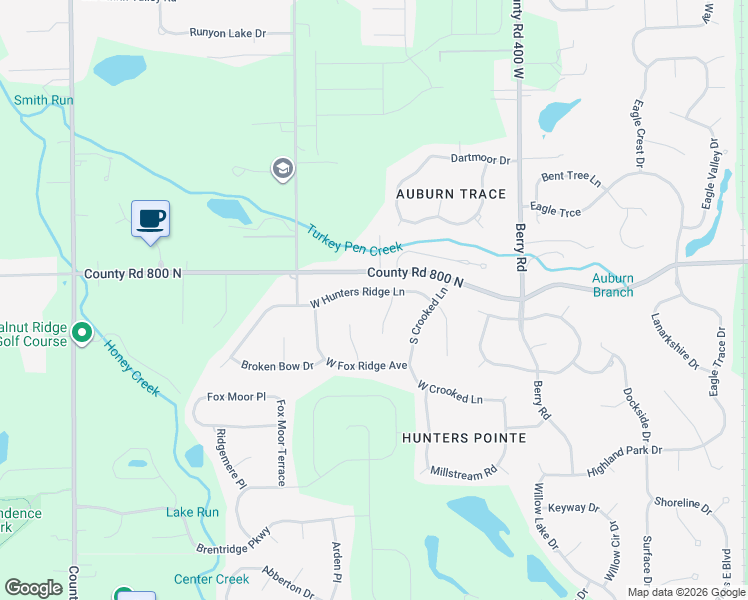 map of restaurants, bars, coffee shops, grocery stores, and more near 4311 West Hunters Ridge Lane in Greenwood
