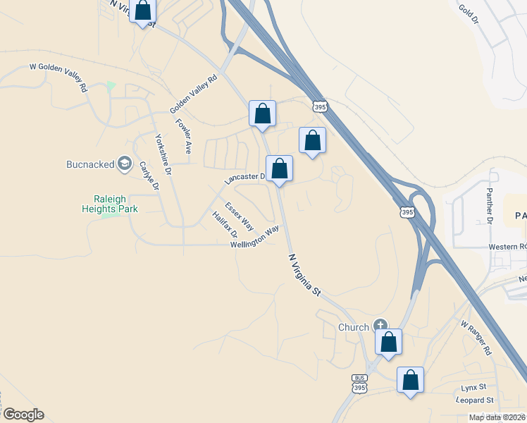 map of restaurants, bars, coffee shops, grocery stores, and more near 7550 Diamond Pointe Way in Reno