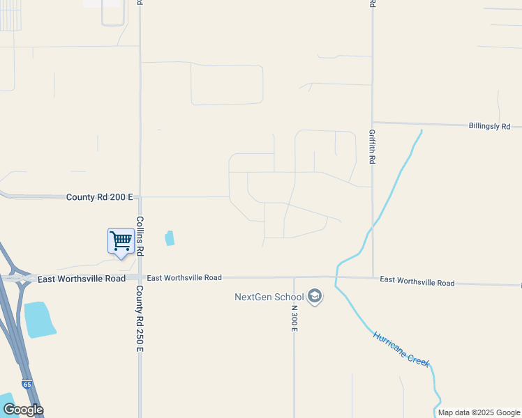 map of restaurants, bars, coffee shops, grocery stores, and more near East Worthsville Road in Greenwood