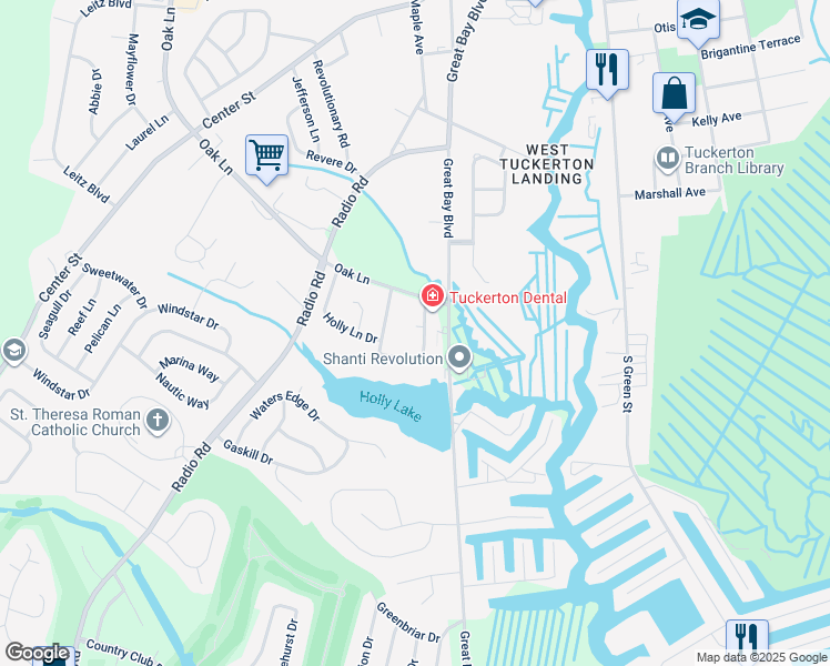 map of restaurants, bars, coffee shops, grocery stores, and more near 148 East Holly Lane in Little Egg Harbor Township