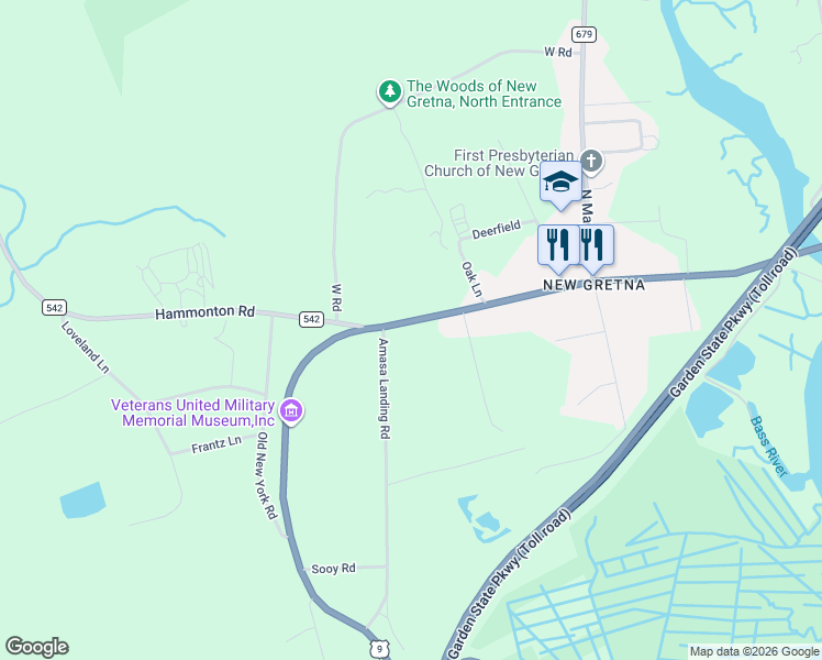 map of restaurants, bars, coffee shops, grocery stores, and more near 5614 U.S. 9 in Tuckerton