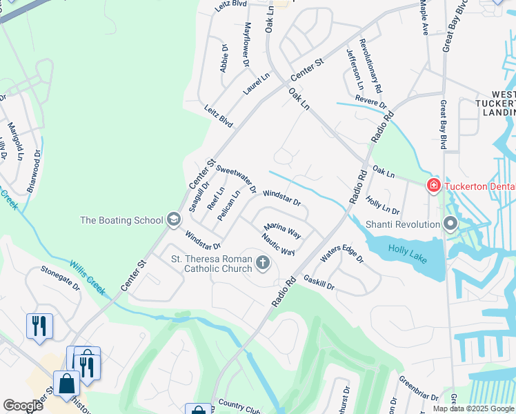 map of restaurants, bars, coffee shops, grocery stores, and more near 34 Sunrise Bay Boulevard in Little Egg Harbor Township