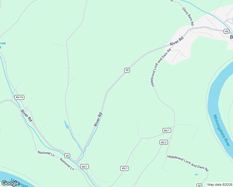 map of restaurants, bars, coffee shops, grocery stores, and more near 2455 River Road in Morgantown