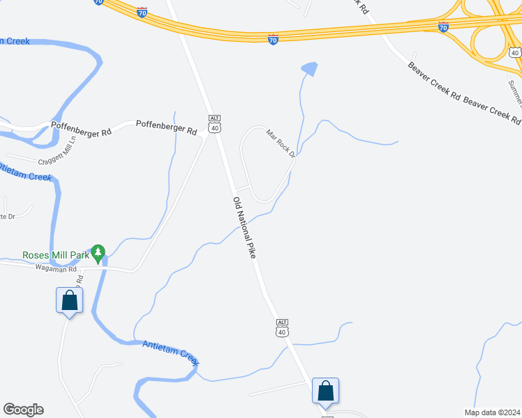 map of restaurants, bars, coffee shops, grocery stores, and more near 10113 Mar Rock Drive in Hagerstown
