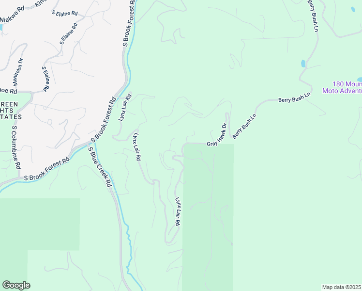 map of restaurants, bars, coffee shops, grocery stores, and more near 6901 Lynx Lair Road in Evergreen