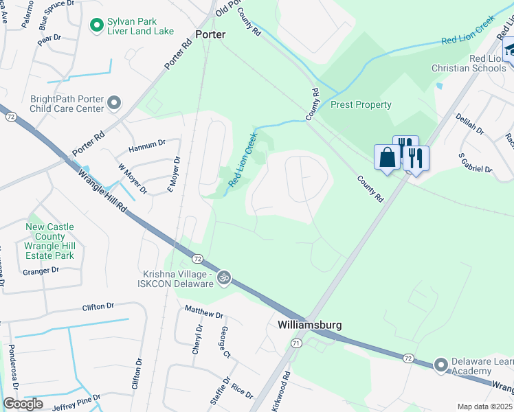map of restaurants, bars, coffee shops, grocery stores, and more near 405 Suwannee Court in Bear