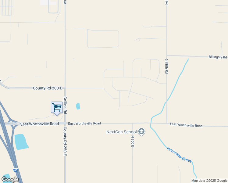 map of restaurants, bars, coffee shops, grocery stores, and more near East Worthsville Road in Greenwood