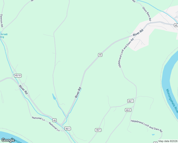 map of restaurants, bars, coffee shops, grocery stores, and more near 2455 River Road in Morgantown