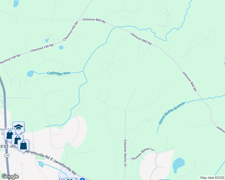 map of restaurants, bars, coffee shops, grocery stores, and more near 2506 Lora Mae Court in Forest Hill
