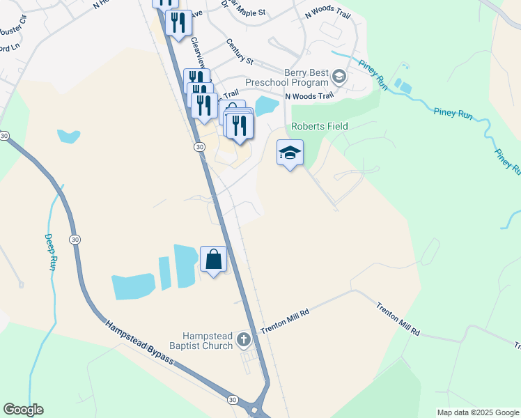 map of restaurants, bars, coffee shops, grocery stores, and more near 613 Hanover Pike in Hampstead