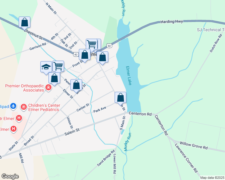 map of restaurants, bars, coffee shops, grocery stores, and more near 162 South Main Street in Elmer