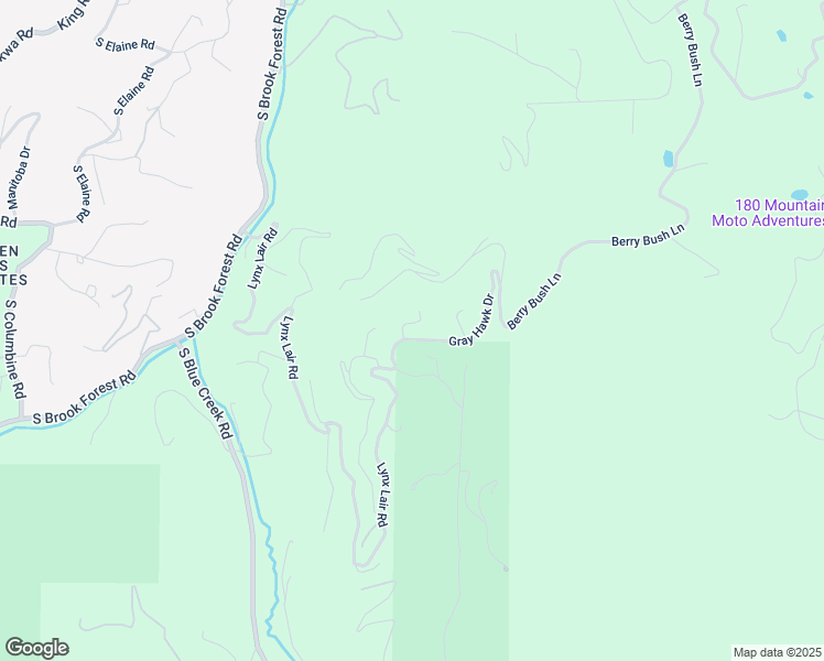 map of restaurants, bars, coffee shops, grocery stores, and more near 6901 Lynx Lair Road in Evergreen