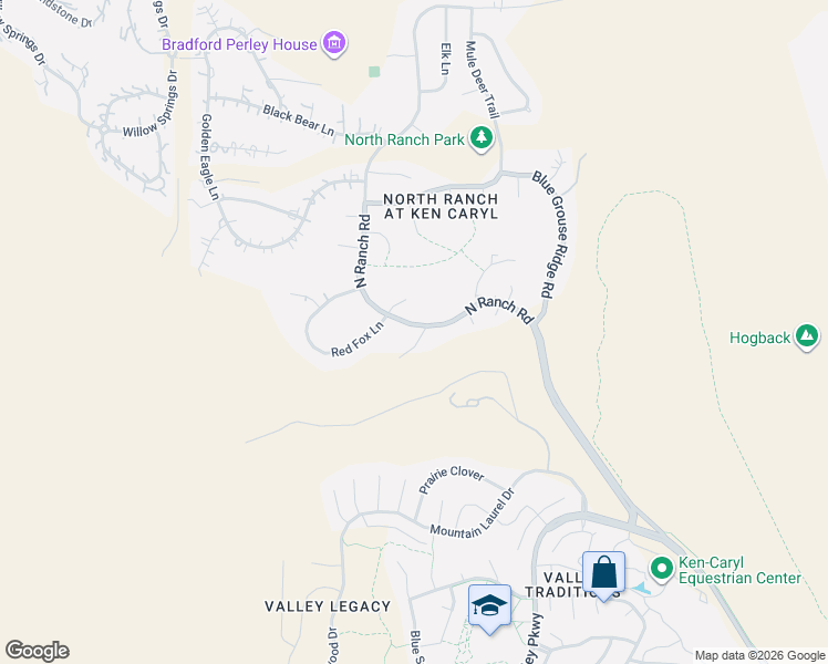 map of restaurants, bars, coffee shops, grocery stores, and more near 20 North Ranch Road in Littleton