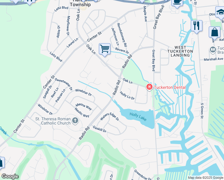 map of restaurants, bars, coffee shops, grocery stores, and more near 380 Radio Road in Little Egg Harbor Township