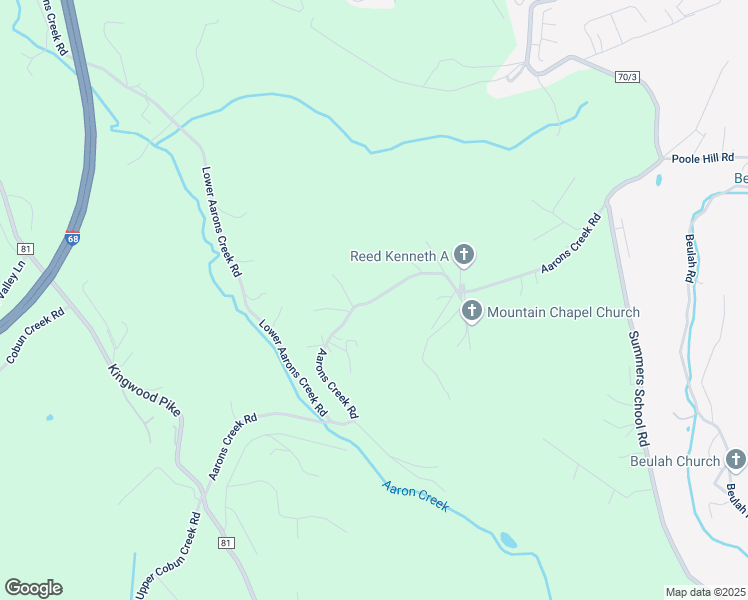 map of restaurants, bars, coffee shops, grocery stores, and more near Aarons Creek Road in Morgantown