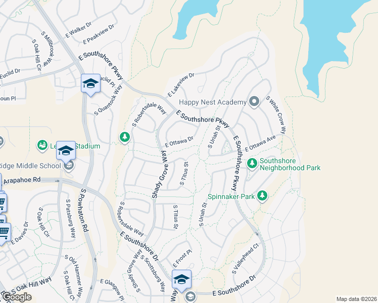 map of restaurants, bars, coffee shops, grocery stores, and more near 27200 East Ottawa Drive in Aurora