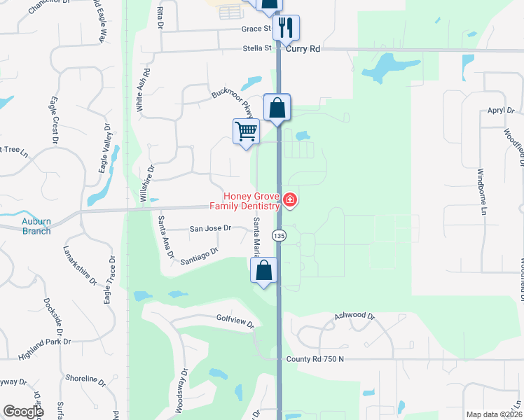 map of restaurants, bars, coffee shops, grocery stores, and more near 3005 Olive Branch Road in Greenwood