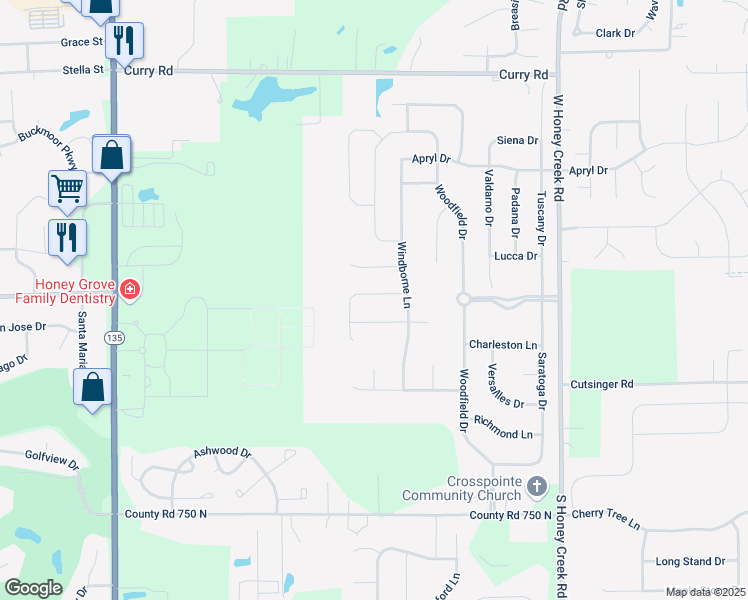 map of restaurants, bars, coffee shops, grocery stores, and more near 1296 Cloverdale Trace in Greenwood