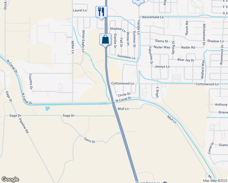 map of restaurants, bars, coffee shops, grocery stores, and more near 190 Circle Drive in Fernley