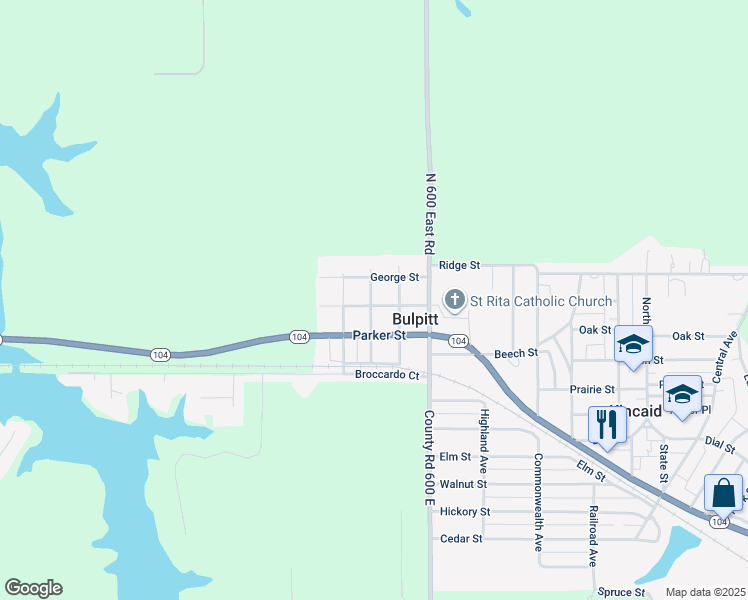 map of restaurants, bars, coffee shops, grocery stores, and more near in Bulpitt