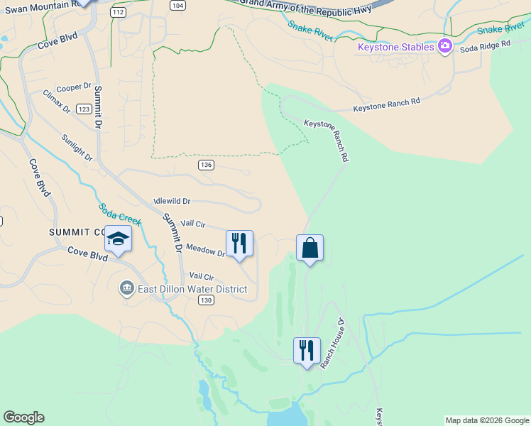 map of restaurants, bars, coffee shops, grocery stores, and more near 442 Idlewild Drive in Dillon