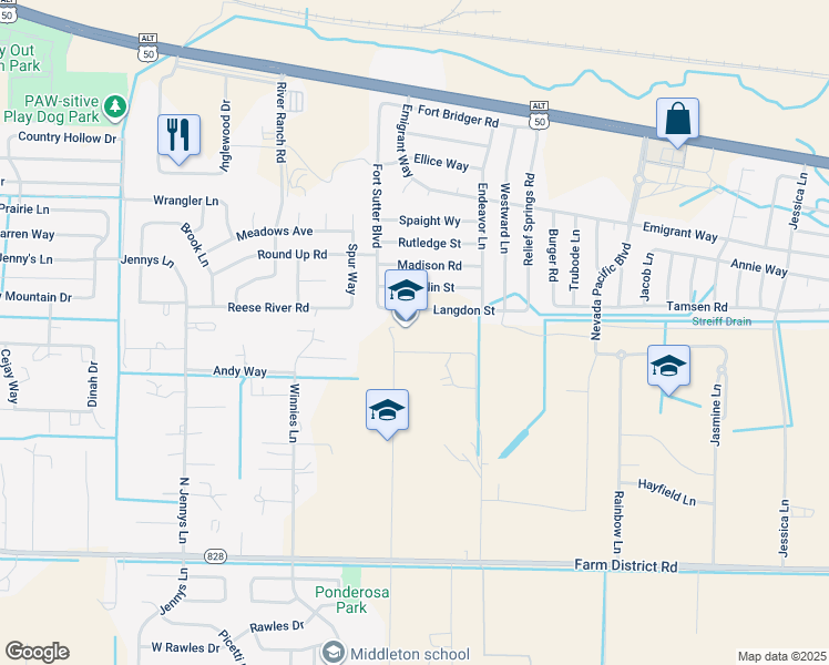 map of restaurants, bars, coffee shops, grocery stores, and more near 945 North Clover Lane in Fernley