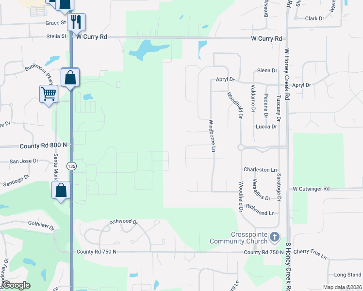 map of restaurants, bars, coffee shops, grocery stores, and more near 1736 Chateaux Trace in Greenwood
