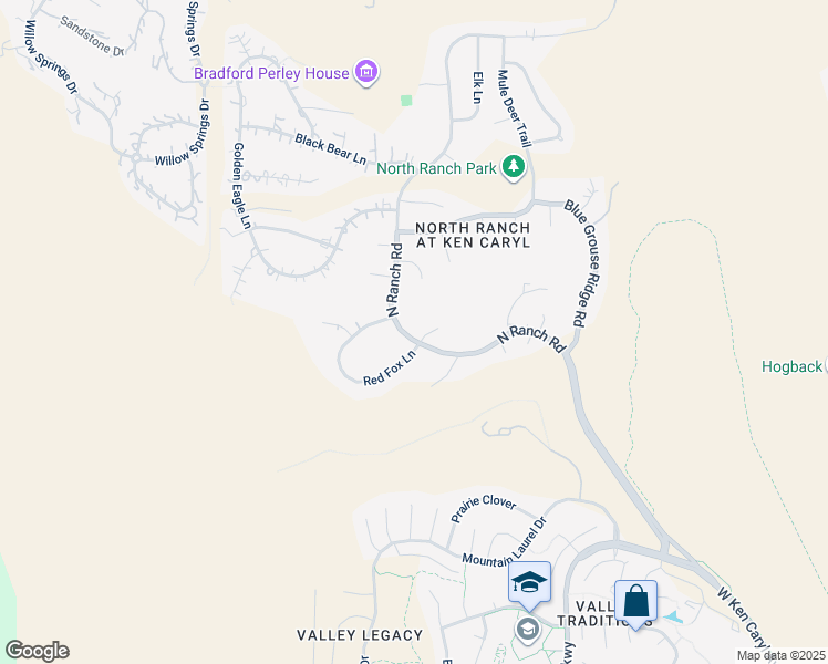 map of restaurants, bars, coffee shops, grocery stores, and more near 23 North Ranch Road in Littleton