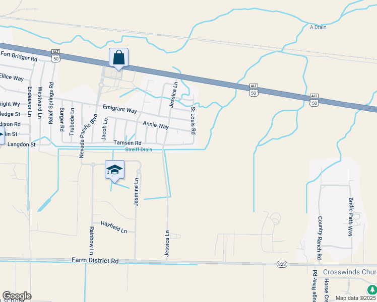 map of restaurants, bars, coffee shops, grocery stores, and more near 608 Tamsen Road in Fernley