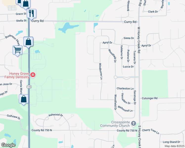 map of restaurants, bars, coffee shops, grocery stores, and more near 1296 Cloverdale Trace in Greenwood