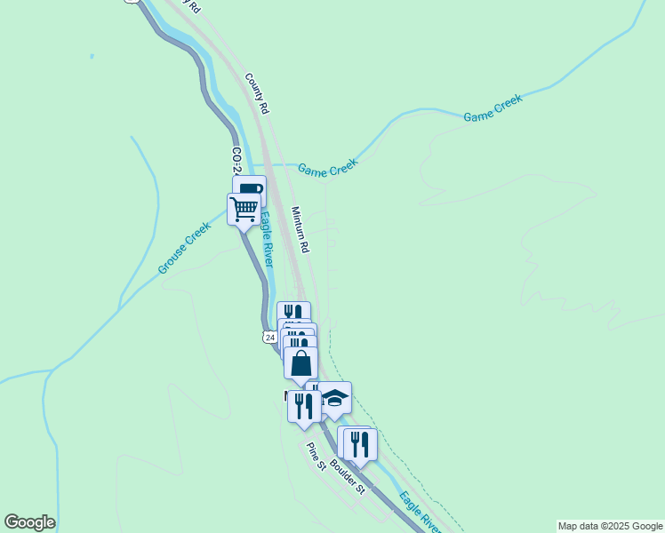 map of restaurants, bars, coffee shops, grocery stores, and more near 352 Taylor Street in Vail