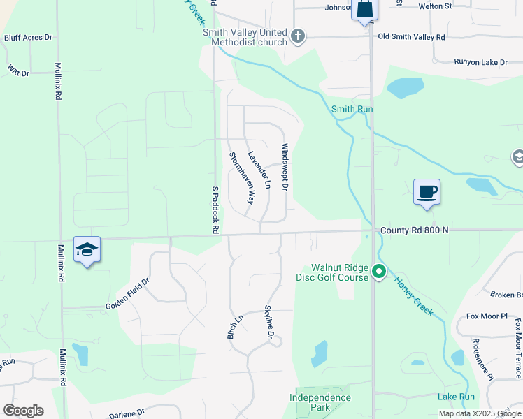 map of restaurants, bars, coffee shops, grocery stores, and more near 1606 Lavender Lane in Greenwood