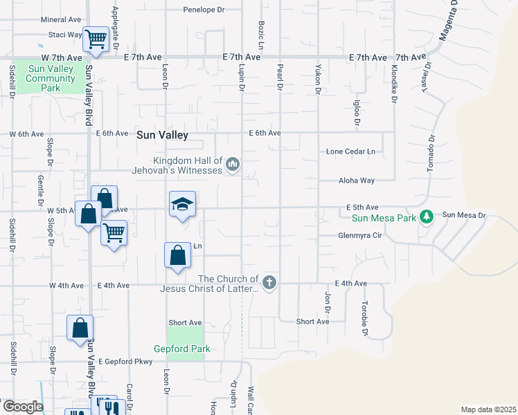 map of restaurants, bars, coffee shops, grocery stores, and more near 321 East 5th Avenue in Sun Valley