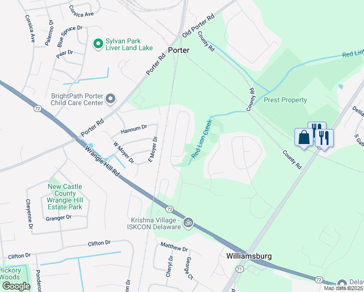 map of restaurants, bars, coffee shops, grocery stores, and more near 189 Willamette Drive in Bear