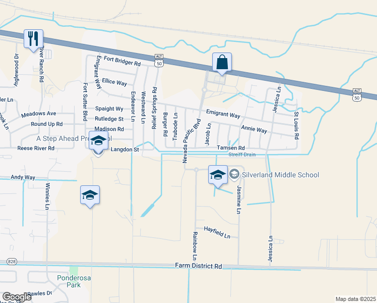 map of restaurants, bars, coffee shops, grocery stores, and more near 760 Tamsen Road in Fernley