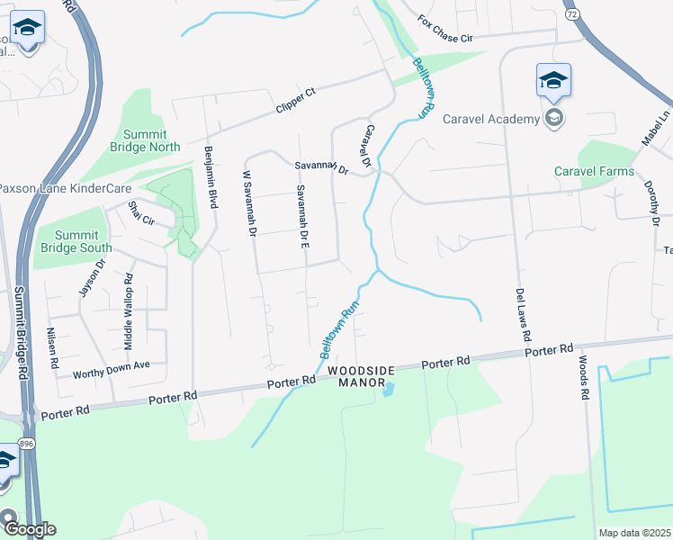 map of restaurants, bars, coffee shops, grocery stores, and more near 316 Caravel Drive in Bear