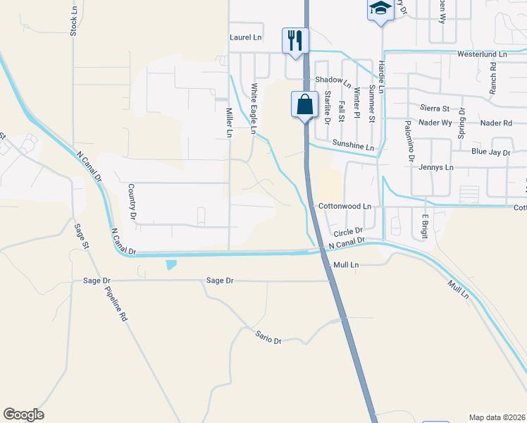 map of restaurants, bars, coffee shops, grocery stores, and more near 960 Curtis Place in Fernley
