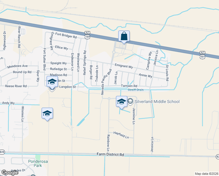 map of restaurants, bars, coffee shops, grocery stores, and more near 760 Tamsen Road in Fernley